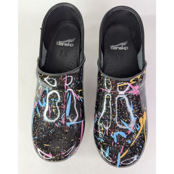 NEW Dansko Professional Leather Work Clogs Shoes Splatter Paint Size 38/7.5 - Picture 7 of 10